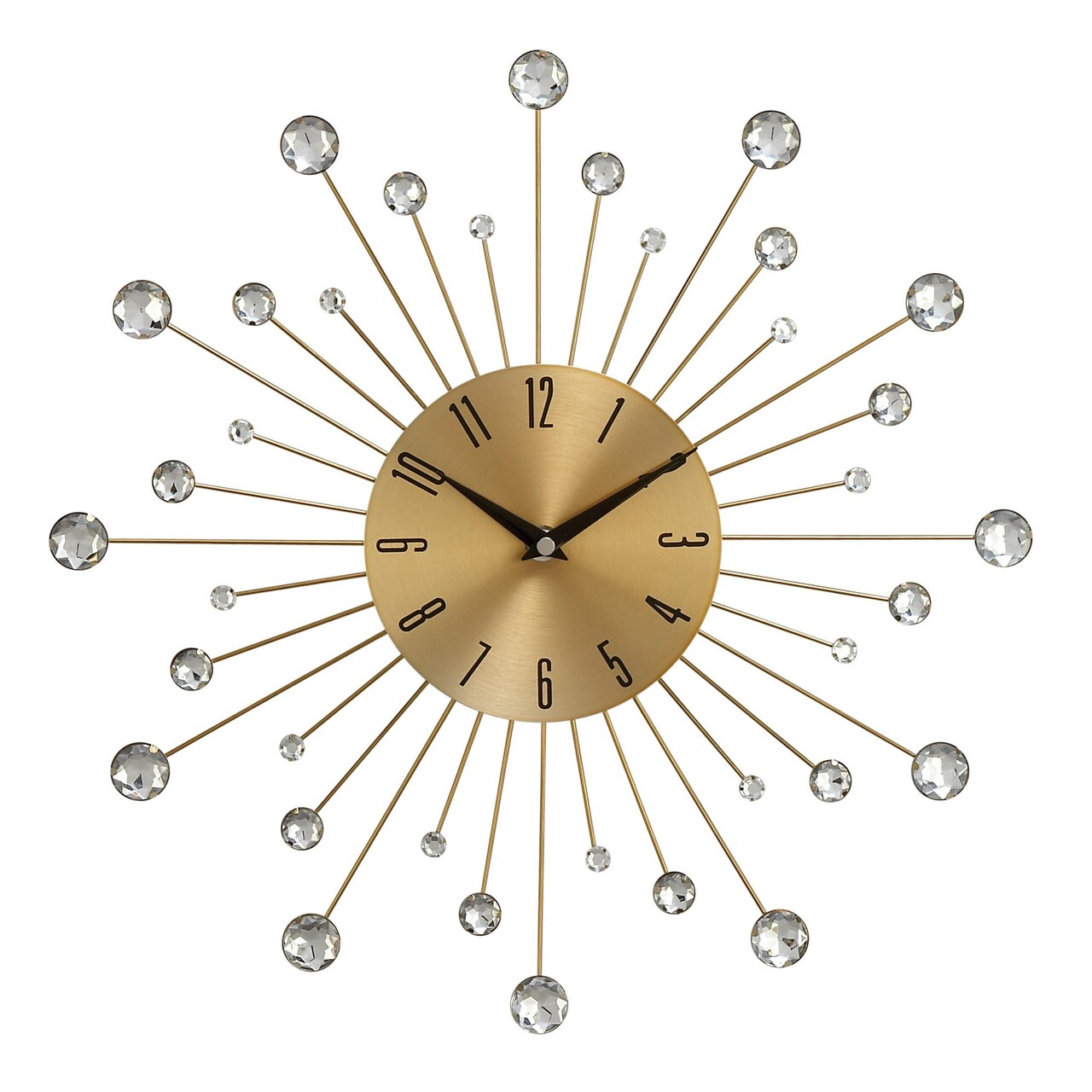 Gold Metal Glam Wall Clock, 15" x 0.5" x 15", Starburst Design